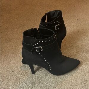 Me Too Black Heeled Boots with Silver Studs